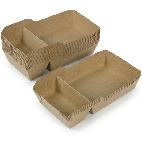Barquettes Kraft Anti-Graisse – Jetable 9 Tailles | A7 à A50 | 50/100/500 Pièces | Frites Snack Streetfood