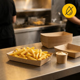 Conteneurs snack A14 - intérieur recouvert de PE et sans graisse, Conteneurs à chips, Papier kraft