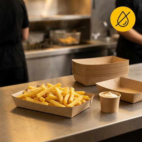 Barquettes Kraft A50 Profondes – 167x110x55mm Loaded Fries | 50/100/500 Pièces