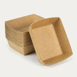 Barquettes Kraft Anti-Graisse – Jetable 9 Tailles | A7 à A50 | 50/100/500 Pièces | Frites Snack Streetfood