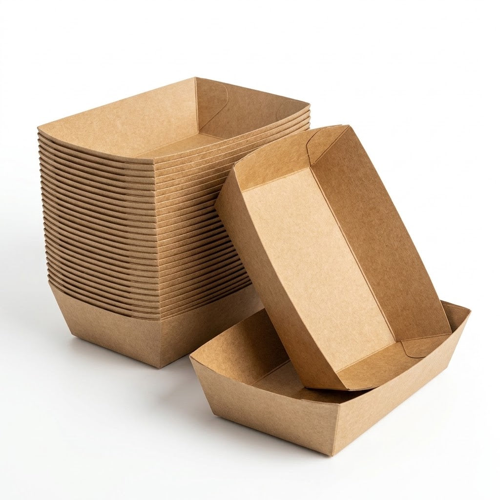 Barquettes Snack A9 Kraft 12x10x3,5cm — Barquettes à Frites Carton Kraft Robuste