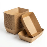 Barquettes Kraft Anti-Graisse – Jetable 9 Tailles | A7 à A50 | 50/100/500 Pièces | Frites Snack Streetfood