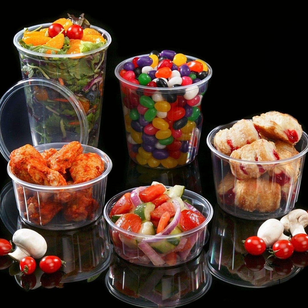 100x inclusief deksel plastic potjes - vershoudbakjes 1000cc - magnetronbakjes Geschikt voor Soep, Delicatessen, Snoepgoed of Muntjes