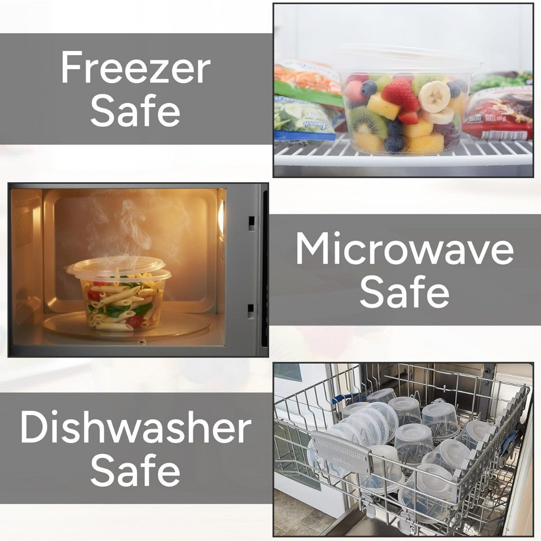 100x inclusief deksel plastic potjes - vershoudbakjes 1000cc - magnetronbakjes Geschikt voor Soep, Delicatessen, Snoepgoed of Muntjes