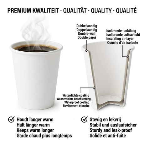Tasses à café blanches 300ml 12 oz - 1000 pièces incl. SOUPER