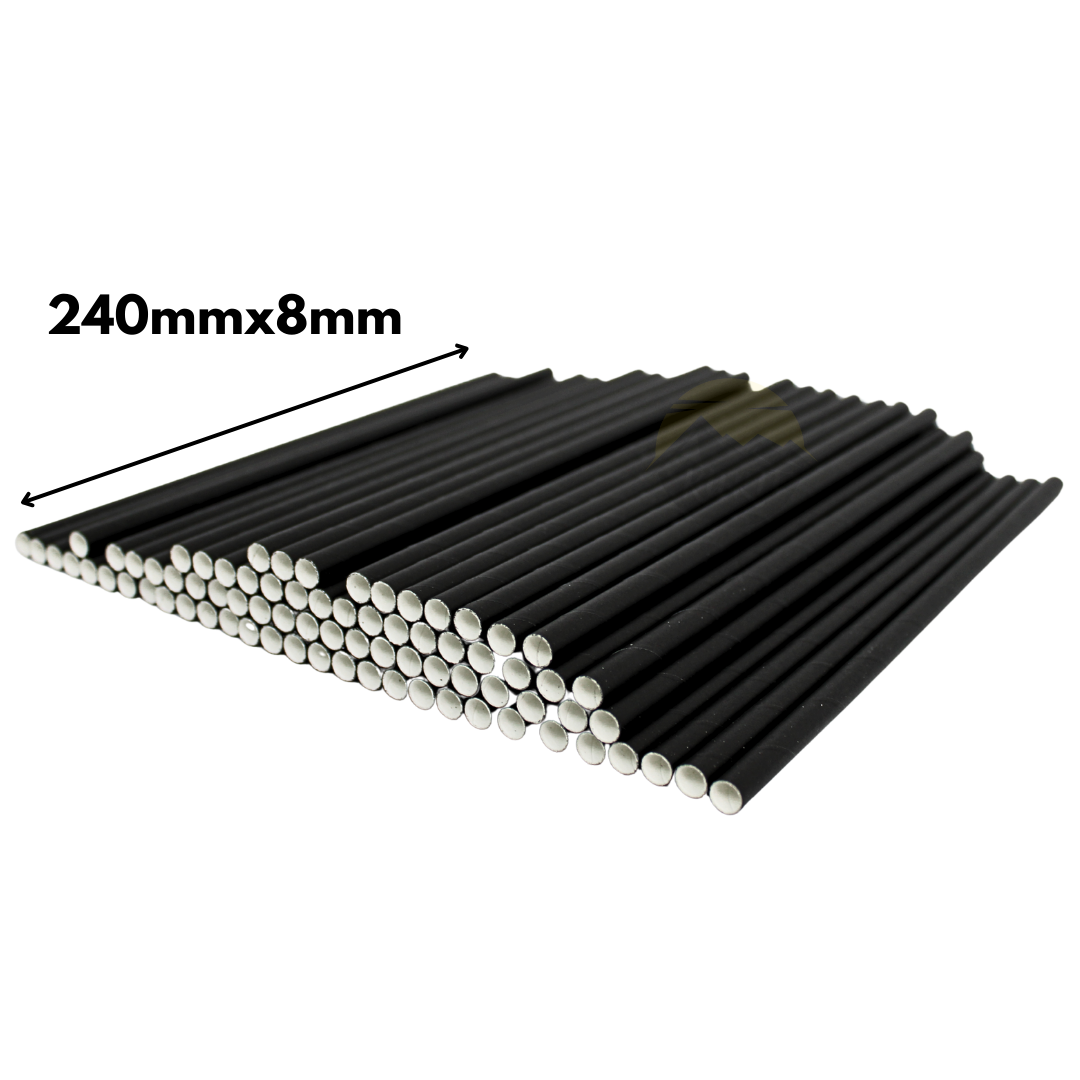 Cardboard straws 8x240mm Black - 300 pieces