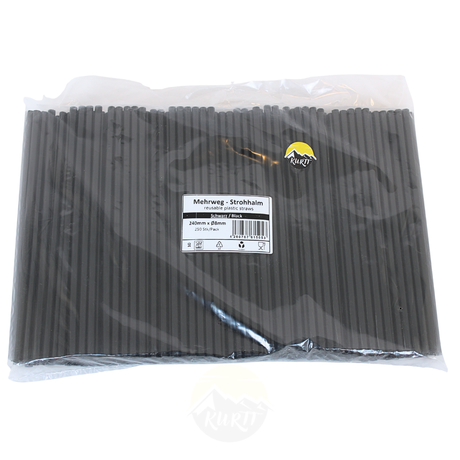 Straws Black PP plastic - 250 pieces Reusable