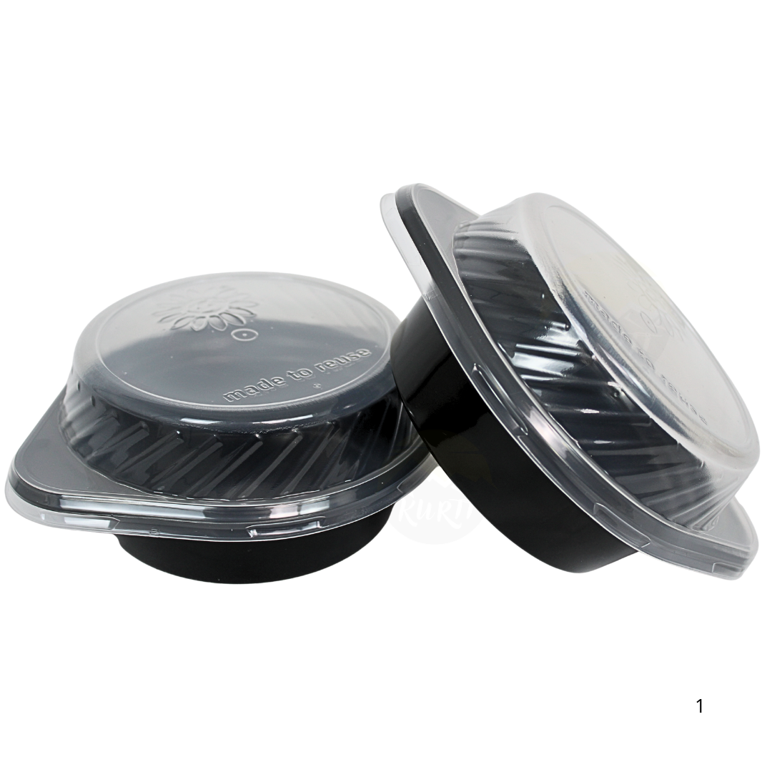 Bols à Soupe Plastique 500ml Noir avec Couvercle – Micro-Ondable | 12 Pièces